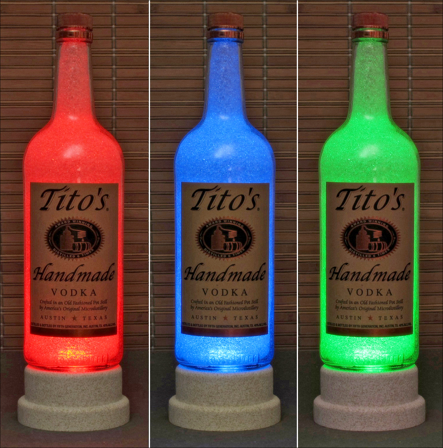 Tito's Handmade Texas Vodka Color Changing LED Remote Controlled Bottle